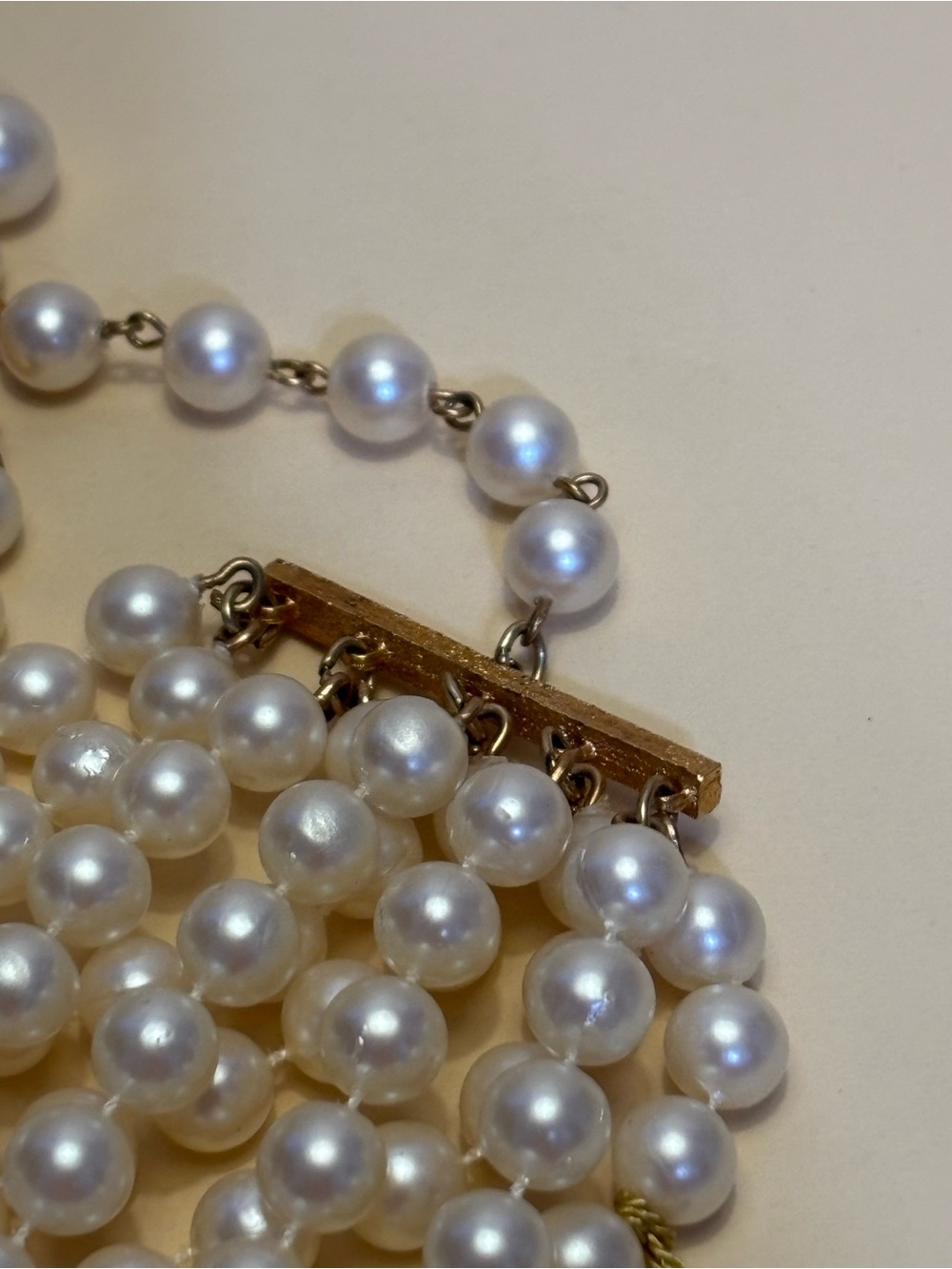 Vintage Richelieu Multi-Strand Creamy Faux Pearl Choker/Necklace 13.5”+2.5” - Picture 6 of 11